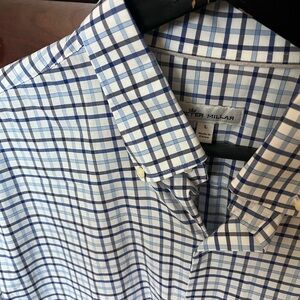 Peter Millar Navy and White Plaid Men's Shirt